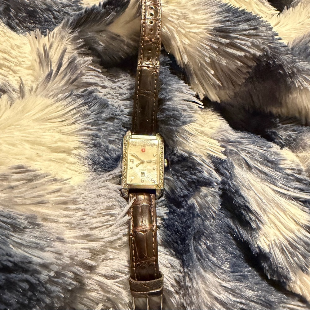 Michele Deco Diamond Bezel Watch 74 Diamonds Swiss Quartz Needs Battery - Picture 2 of 13